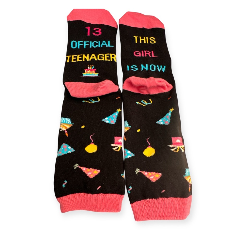 Black and Pink Fun Graphic Socks “Big 13”